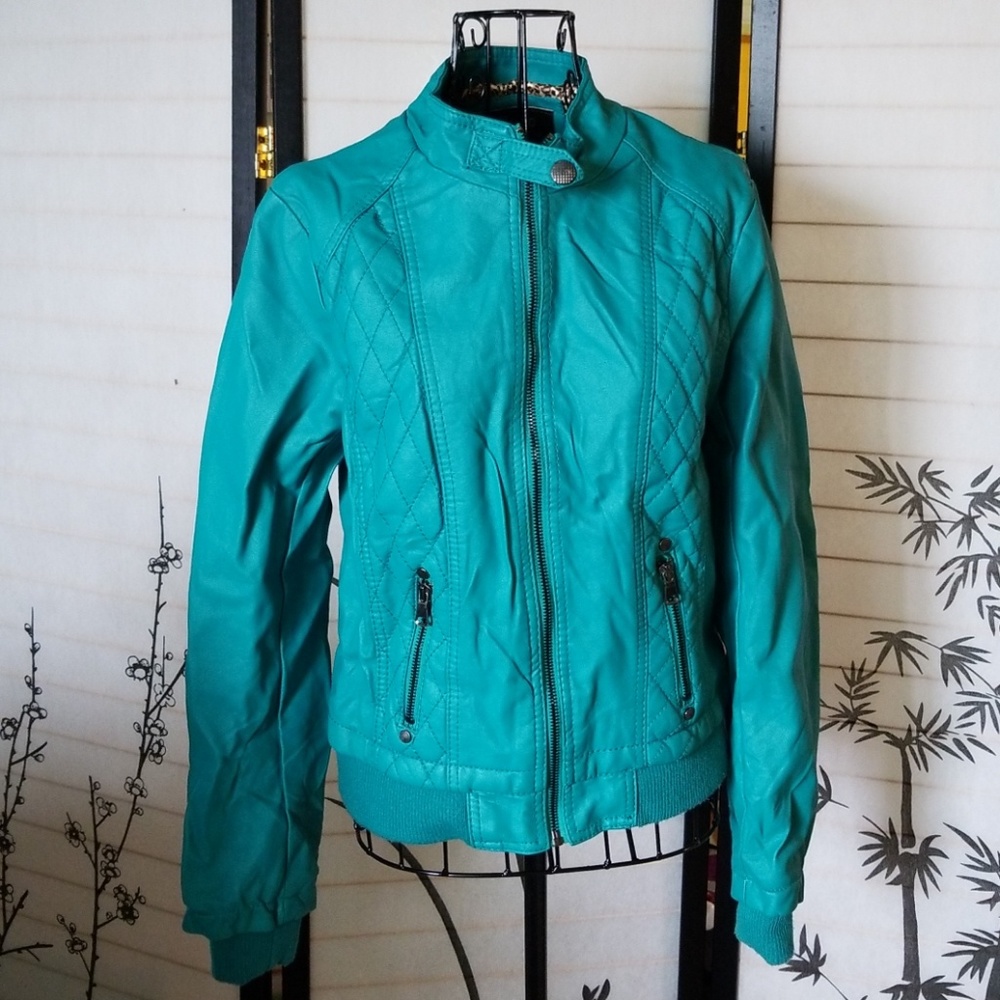 Faux leather moto jacket